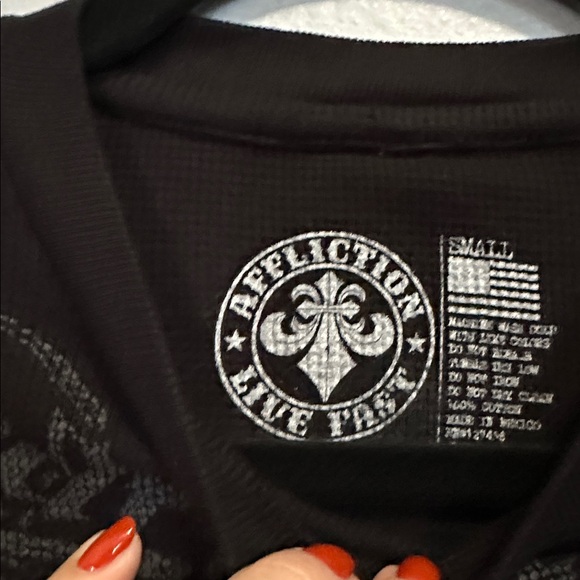 Affliction Ethereal Burial Black Thermal Long Sleeve Crop T-Shirt - Picture 6 of 8